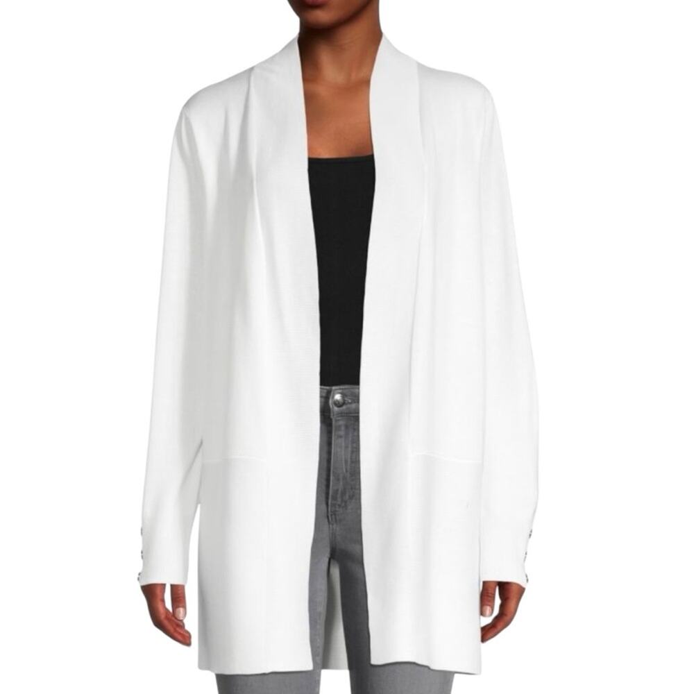 Magaschoni Open Front Cardigan Sweater White Size XL
